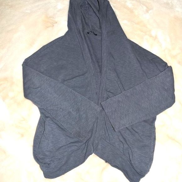 Olivaceous Blue Hooded Long Sleeve Cardigan Sweater Jacket Size Small - Picture 6 of 7